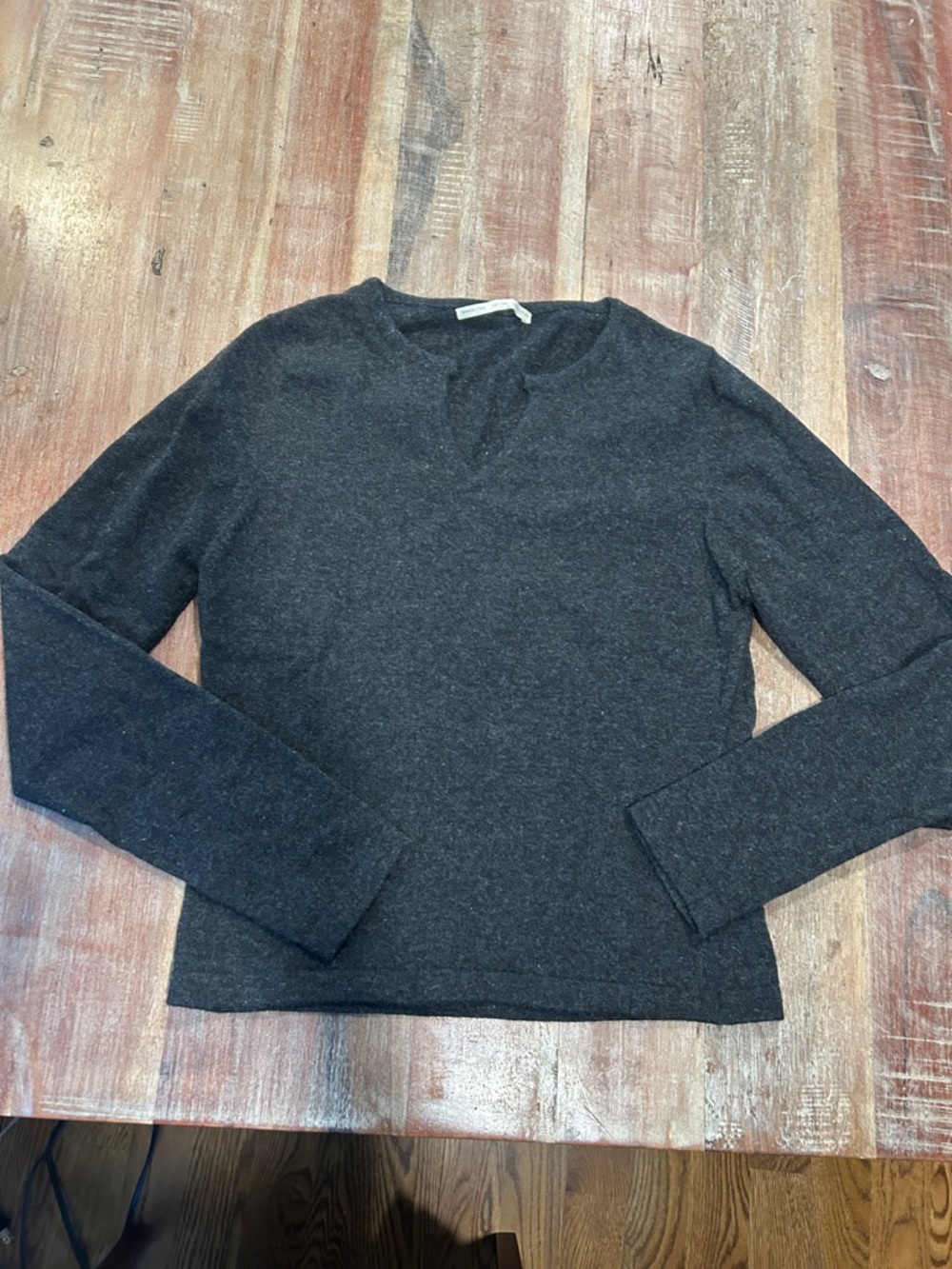 Rare Vintage Cashmere Studio Charcoal Henley Sweater Made in Scotland